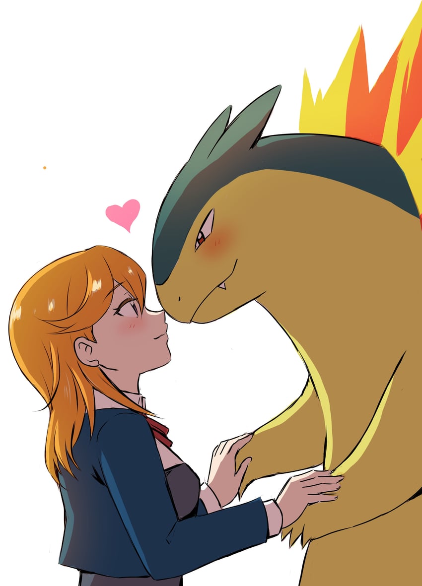 shibuya kanon and typhlosion (pokemon and 2 more) drawn by box_wonderland