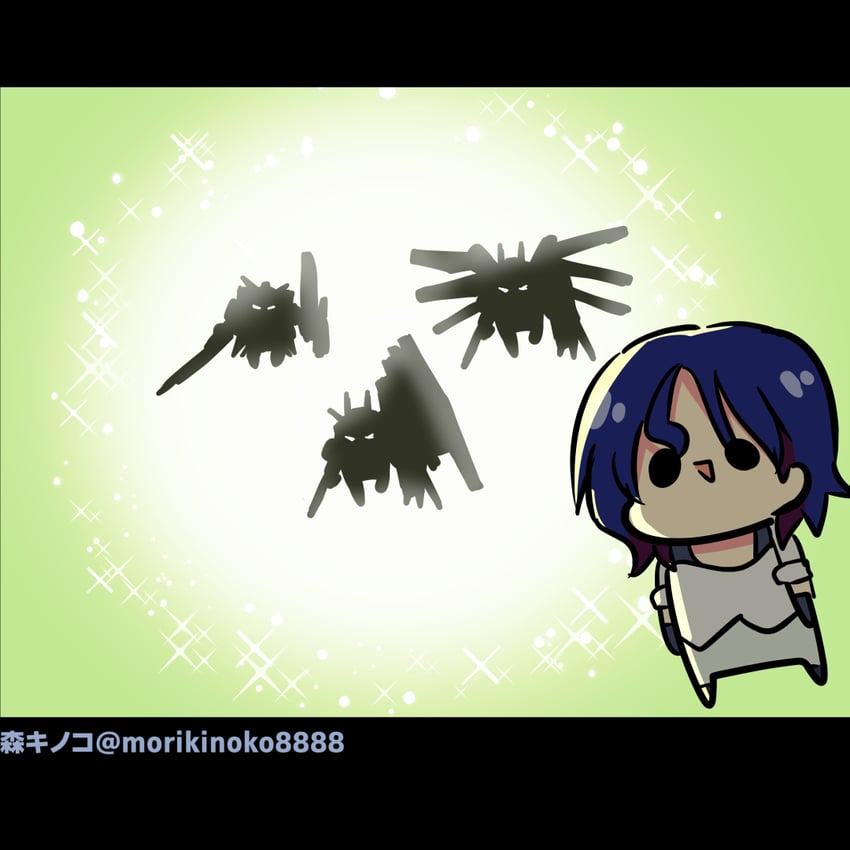 shuji ito, nu gundam, hi-nu gundam, and zeta gundam 3a type (gundam and 3 more) drawn by morikinoko