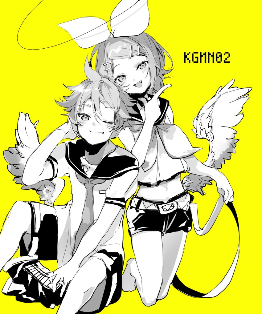kagamine rin and kagamine len (vocaloid) drawn by oyamada_gamata