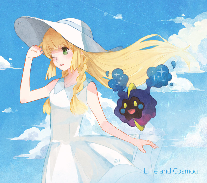 lillie and cosmog (pokemon and 1 more) drawn by ami_(amis2cat)