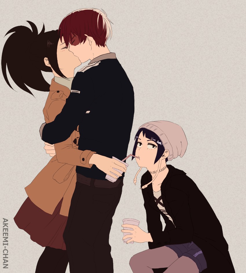 todoroki shoto, yaoyorozu momo, and jiro kyoka (boku no hero academia) drawn by akeemi-chan