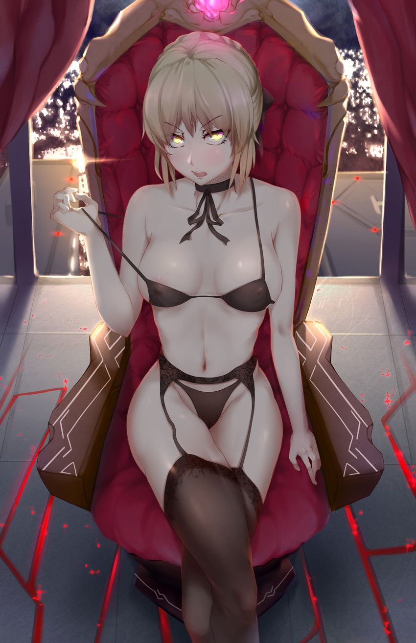 artoria pendragon and saber alter (fate and 1 more) drawn by gins