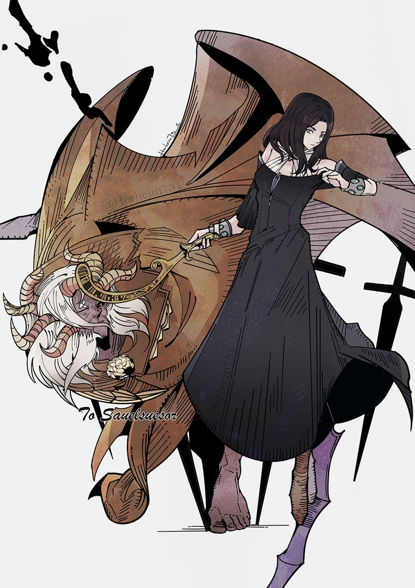 tarnished and margit the fell omen (original and 1 more) drawn by herheim