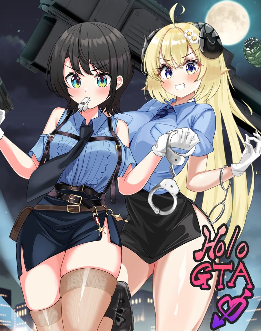 oozora subaru and tsunomaki watame (hololive and 1 more) drawn by inokeiwd