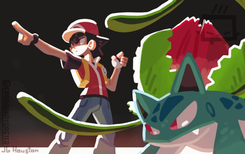 red and ivysaur (pokemon and 1 more) drawn by cardbordtoaster