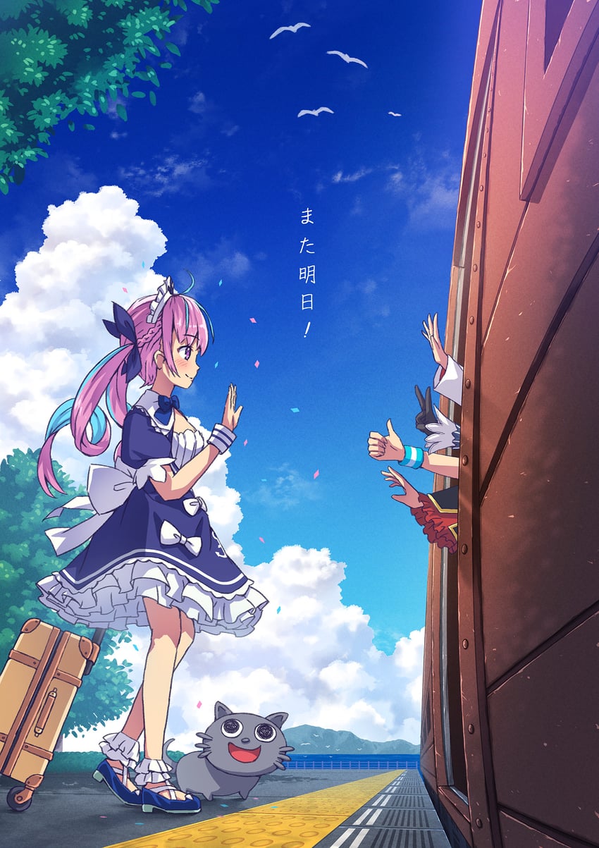 minato aqua, oozora subaru, murasaki shion, nakiri ayame, yuzuki choco, and 1 more (hololive) drawn by aki_(akisora_hiyori)