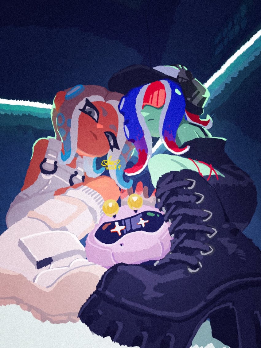 octoling player character, octoling girl, pearl, agent 8, dedf1sh, and 1 more (splatoon and 2 more) drawn by octmanx