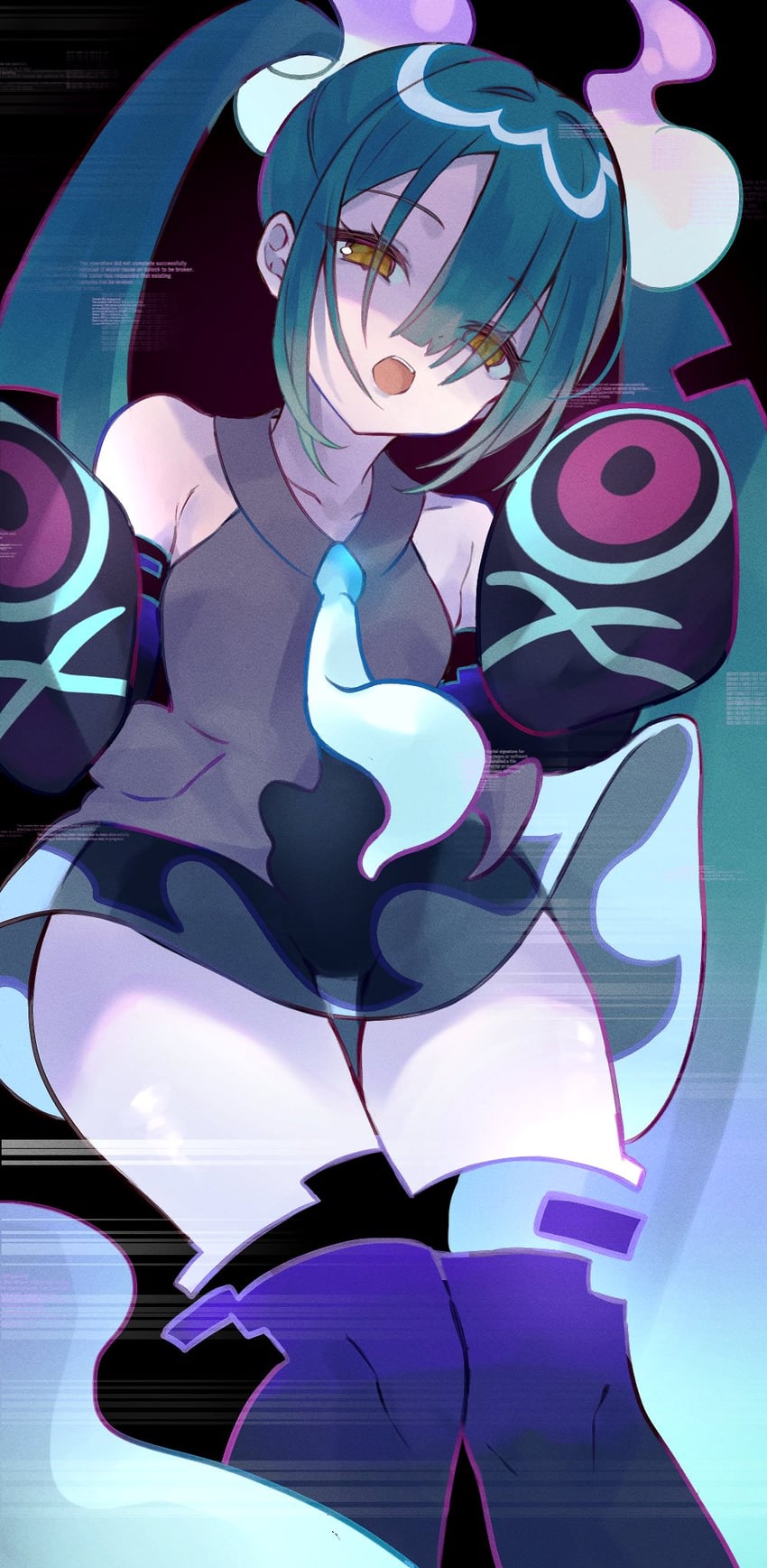 hatsune miku and ghost miku (pokemon and 2 more) drawn by genmai_komeko