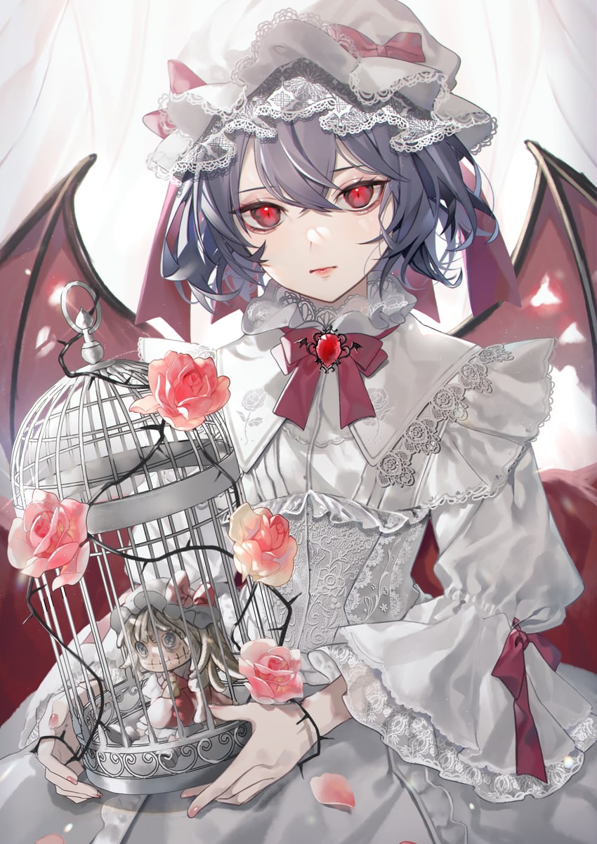 remilia scarlet and flandre scarlet (touhou) drawn by daimaou_ruaeru