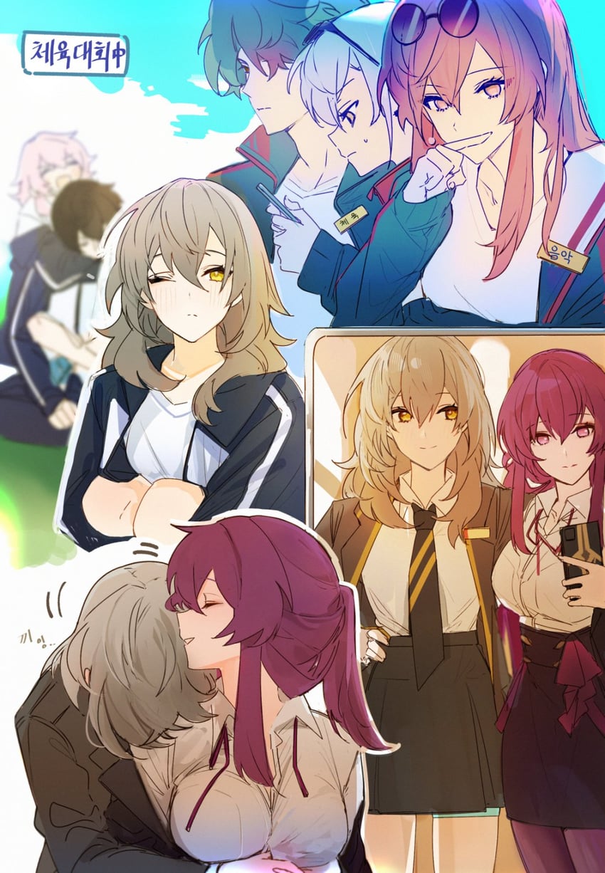 trailblazer, stelle, kafka, march 7th, silver wolf, and 2 more (honkai and 1 more) drawn by stlll3314