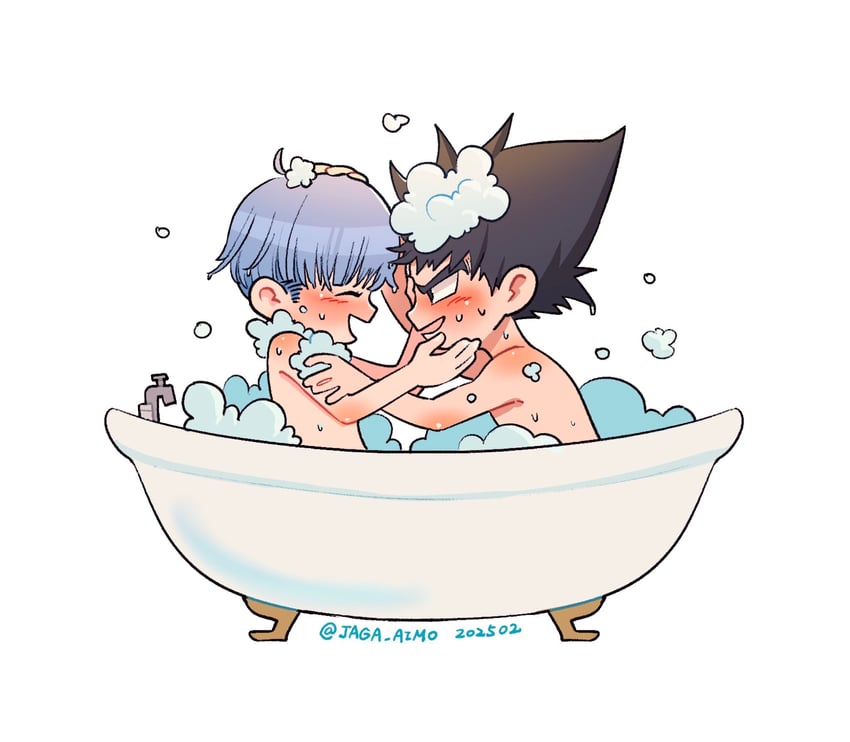 vegeta and bulma (dragon ball and 1 more) drawn by jaga_aimo