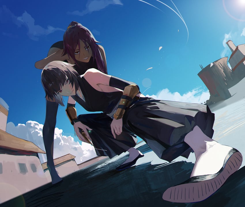 shihouin yoruichi and sui-feng (bleach) drawn by zzz_zhi_he