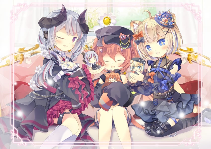 chikafuji lisa, shabel tonya, and enya ignis (idol corp) drawn by umaiitiyabosi1