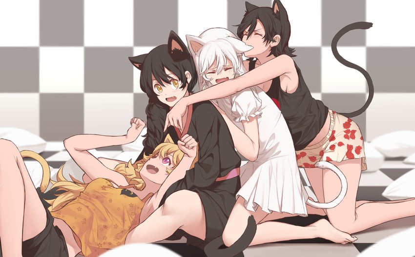 ruby rose, weiss schnee, yang xiao long, and blake belladonna (rwby) drawn by dishwasher1910