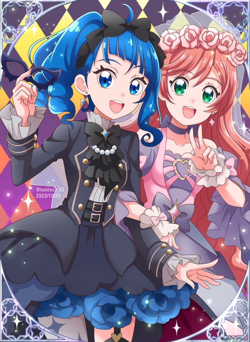 sora harewataru and nijigaoka mashiro (precure and 1 more) drawn by hanzou