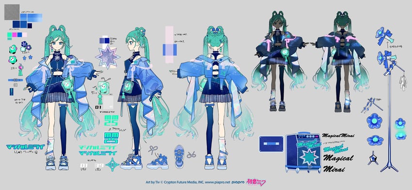 hatsune miku and magical mirai miku (vocaloid and 1 more) drawn by tiv