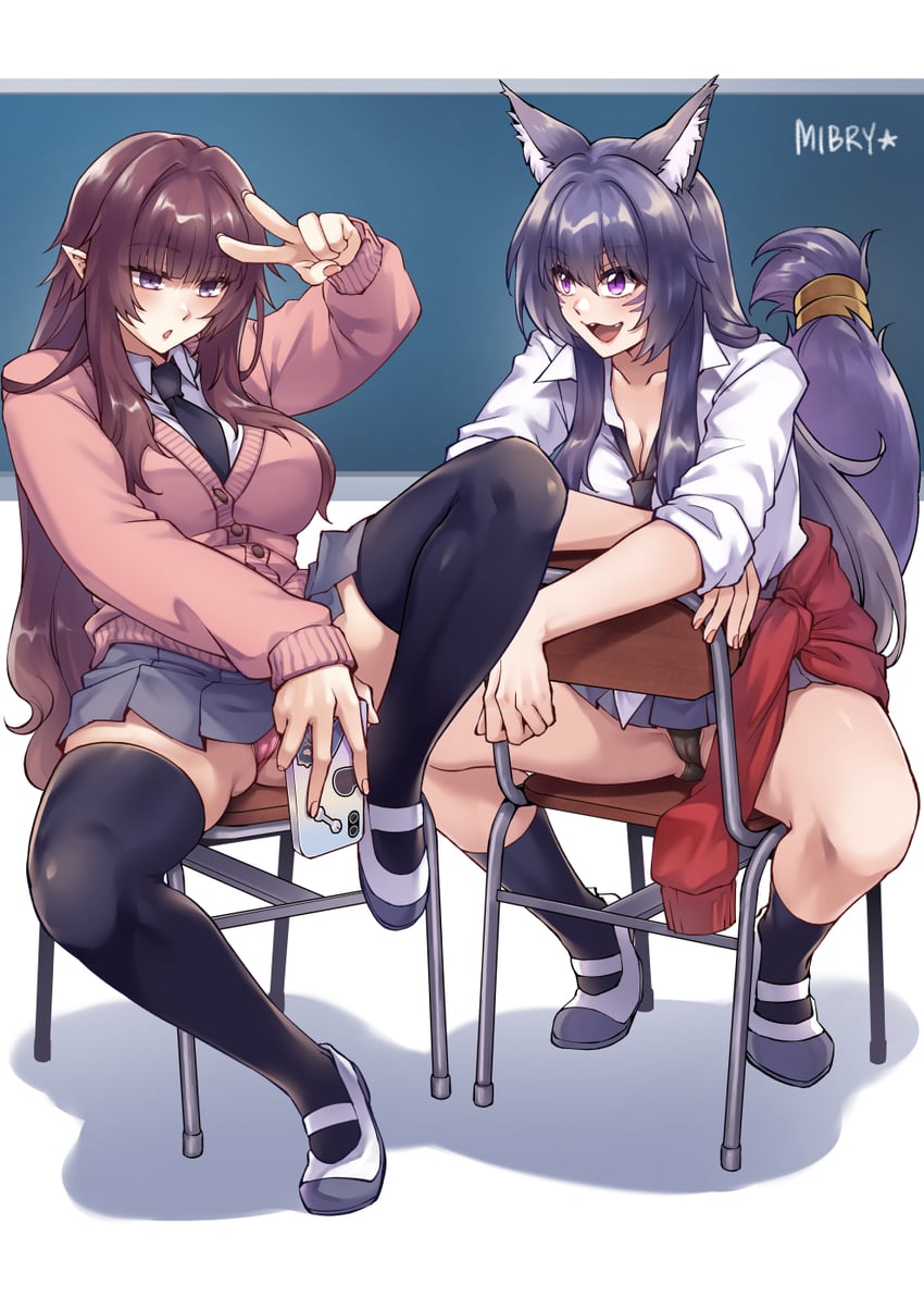 delta and eta (kage no jitsuryokusha ni naritakute!) drawn by mibry_(phrysm)