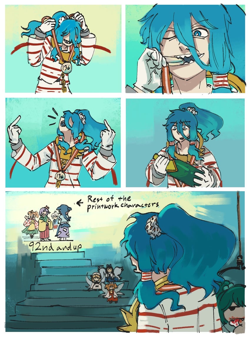 morichika rinnosuke, hieda no akyuu, kisume, star sapphire, motoori kosuzu, and 4 more (touhou) drawn by speargsun