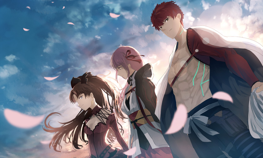 tohsaka rin, emiya shirou, matou sakura, and senji muramasa (fate and 1 more) drawn by mifuru