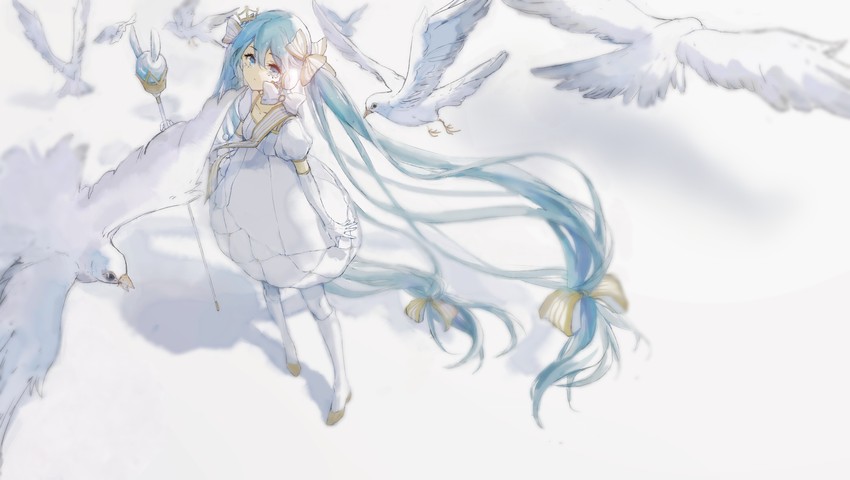 hatsune miku and yuki miku (vocaloid) drawn by lushu_kuye