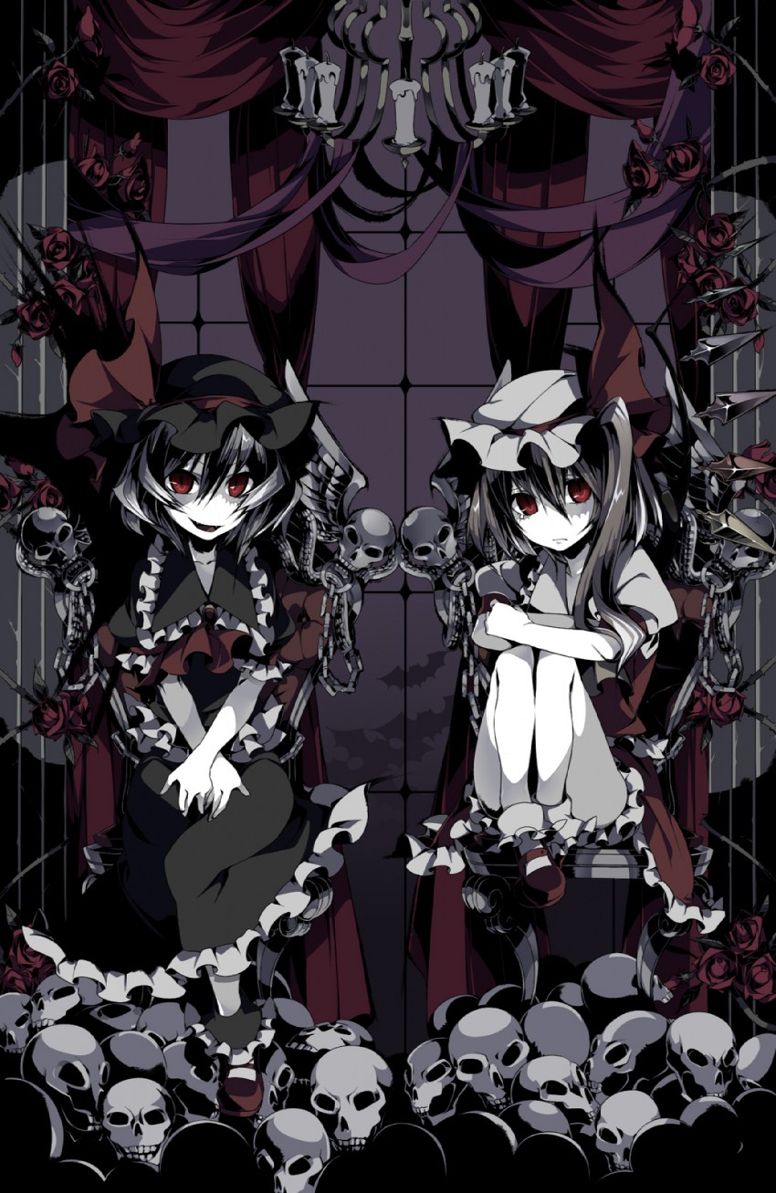 remilia scarlet and flandre scarlet (touhou) drawn by keruberosu-a