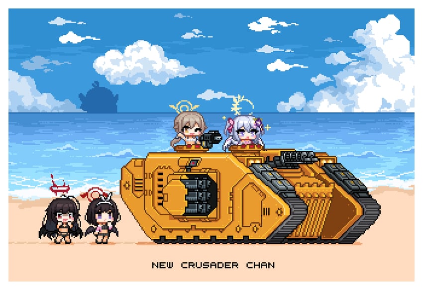 hifumi, azusa, peroro, tsurugi, mashiro, and 1 more (blue archive and 1 more) drawn by redforge