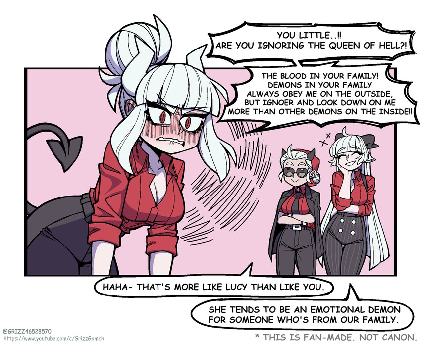 lucifer, justice, and baphomet (helltaker) drawn by grizz