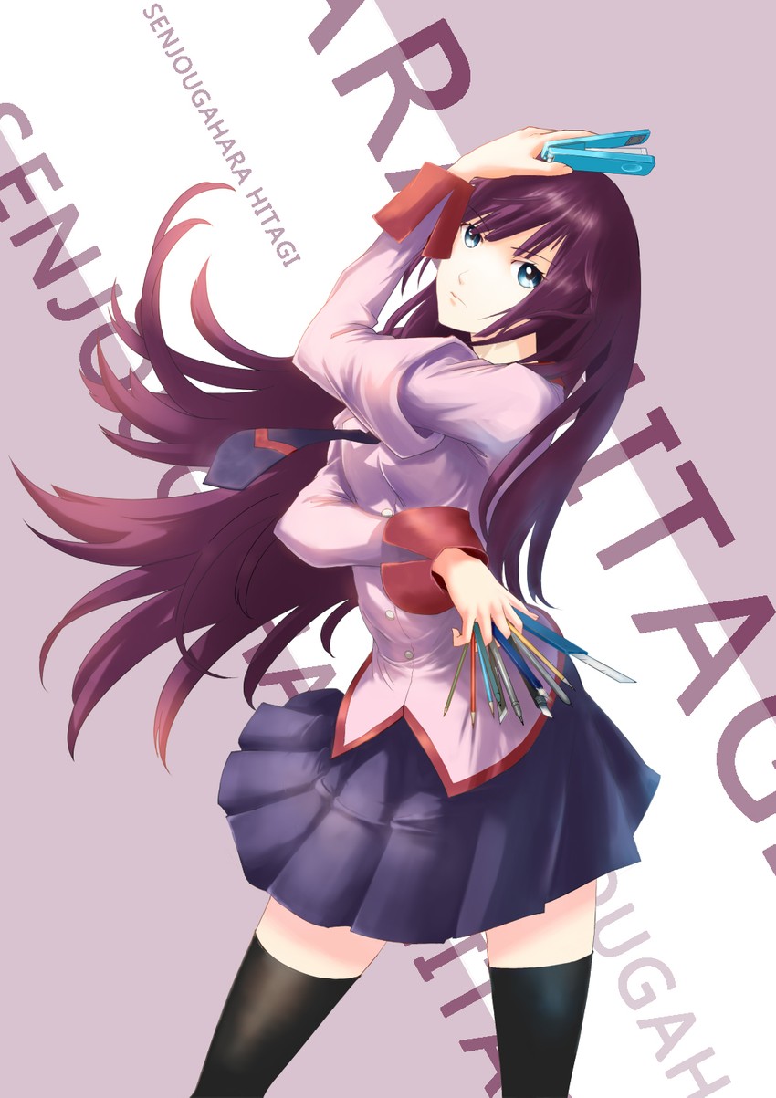 senjougahara hitagi (monogatari and 1 more) drawn by frank_patriot