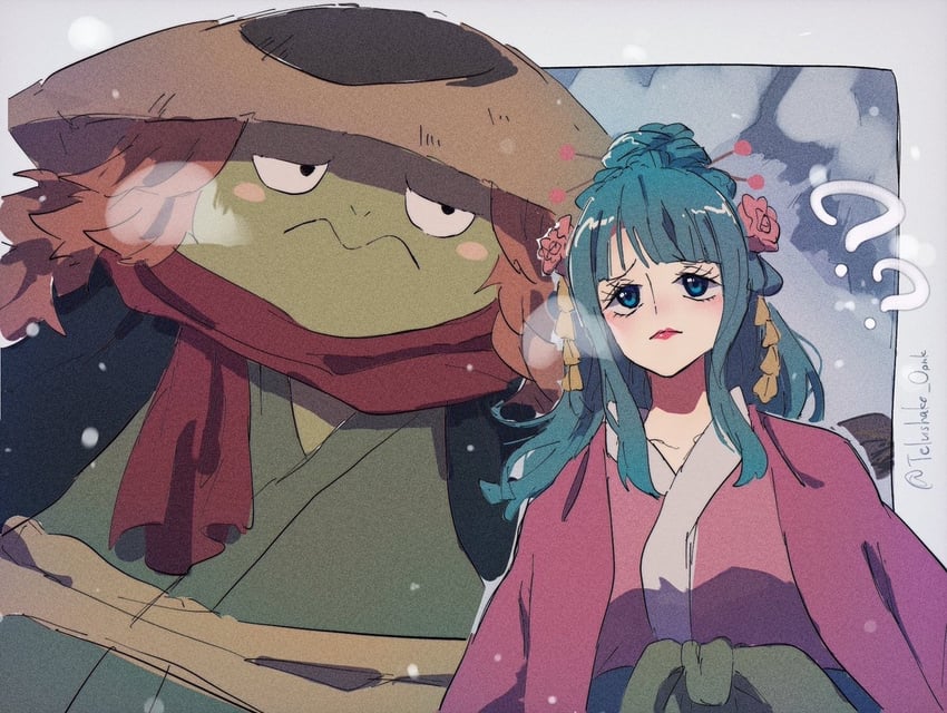 kouzuki hiyori and kawamatsu (one piece) drawn by telushake_opnk