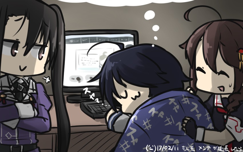 shigure, nachi, kako, and teruyof (kantai collection) drawn by hamu_koutarou