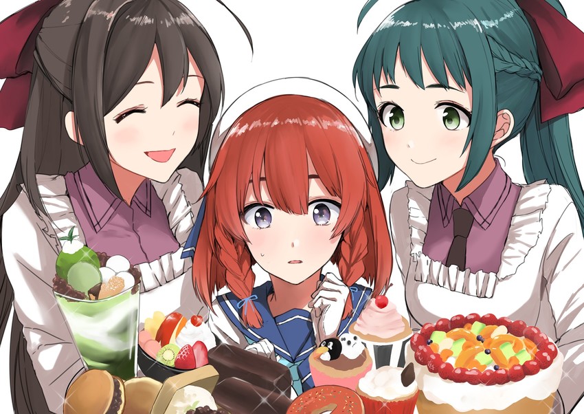 mamiya, etorofu, and irako (kantai collection) drawn by morinaga_miki