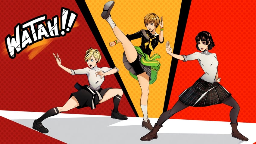 satonaka chie, niijima makoto, and lisa silverman (persona and 4 more) drawn by eightyfourart