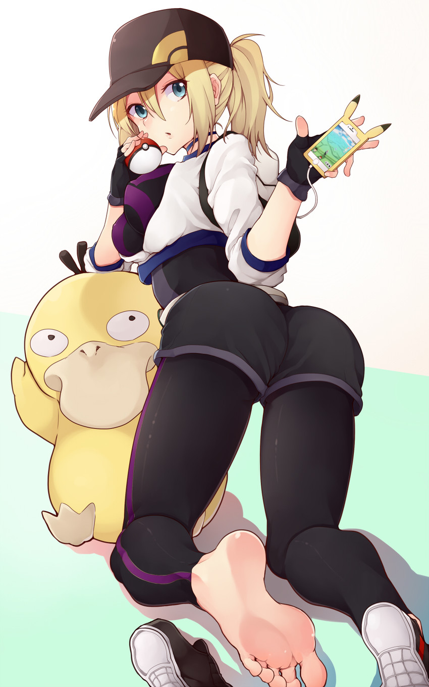 pikachu, psyduck, and female protagonist (pokemon and 1 more) drawn by batatata77