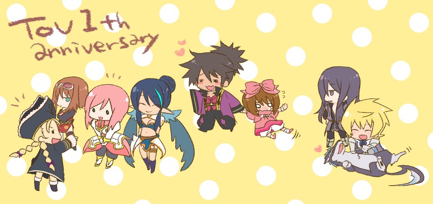 yuri lowell, estellise sidos heurassein, rita mordio, judith, raven, and 4 more (tales of and 1 more) drawn by amazu_(tokyo)