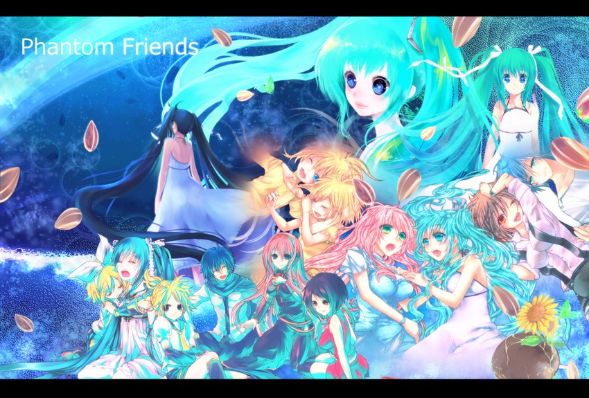 hatsune miku, kagamine rin, kagamine len, megurine luka, kaito, and 1 more (vocaloid) drawn by maryquant