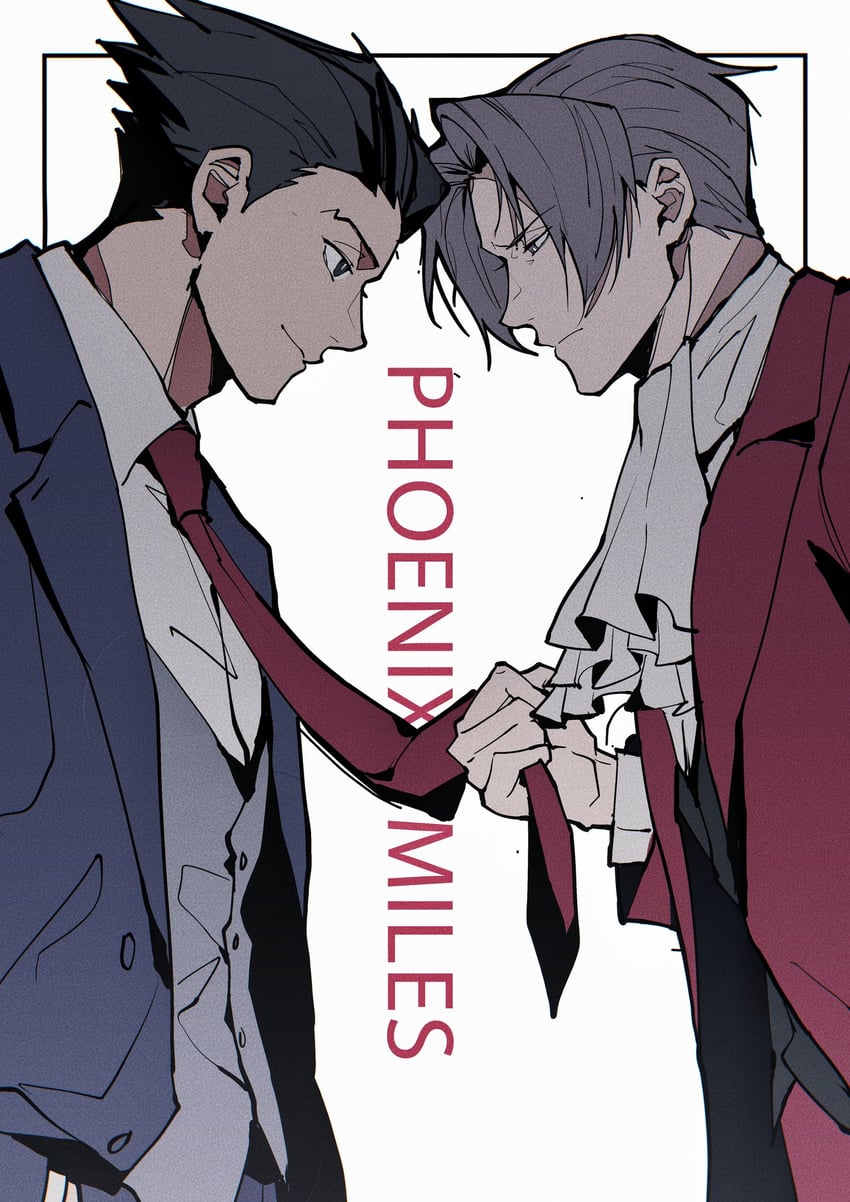phoenix wright and miles edgeworth (ace attorney) drawn by c138300