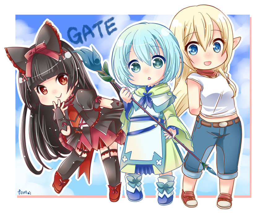 rory mercury, lelei la lalena, and tuka luna marceau (gate - jieitai ka no chi nite kaku tatakaeri) drawn by tomo_(tomobeya)