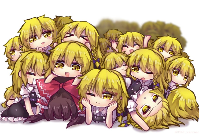 hakurei reimu and kirisame marisa (touhou) drawn by unime_seaflower