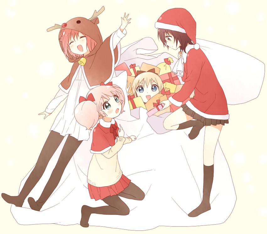 toshinou kyouko, akaza akari, funami yui, and yoshikawa chinatsu (yuruyuri) drawn by namori
