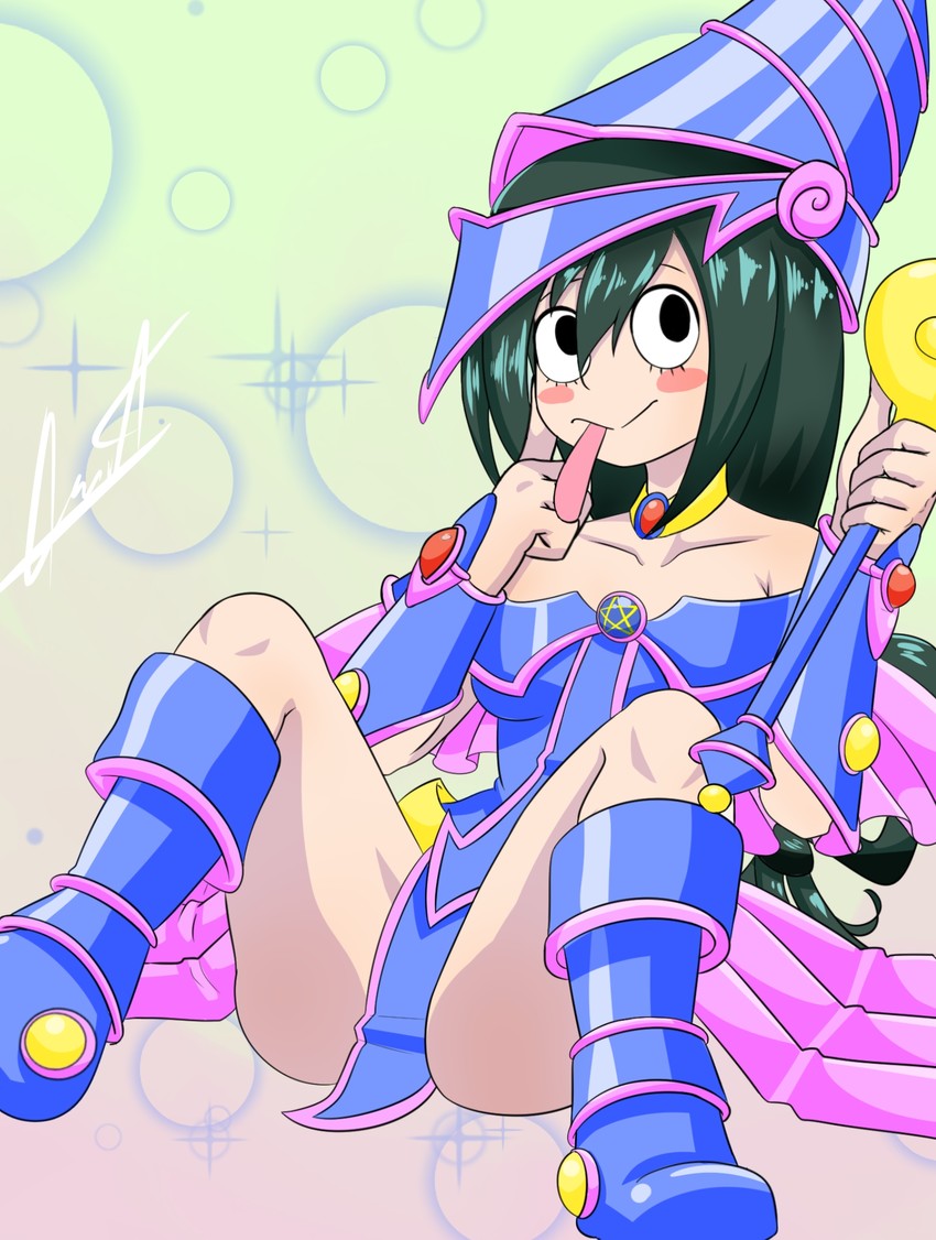 dark magician girl and asui tsuyu (yu-gi-oh! and 1 more) drawn by loquillo