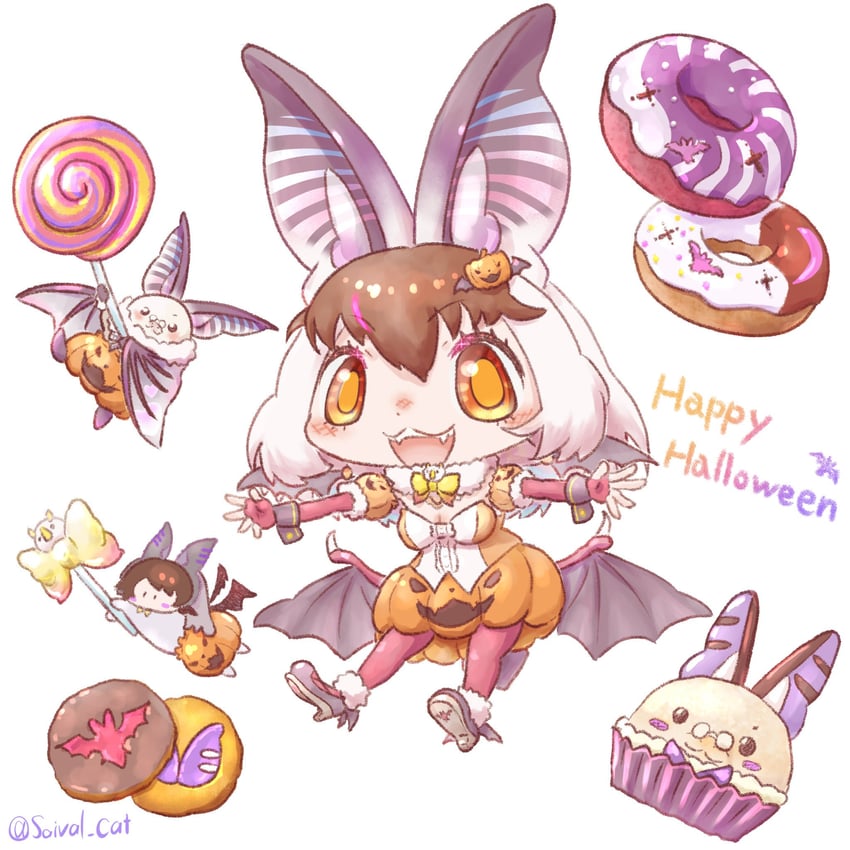 brown long-eared bat and poporu (kemono friends and 1 more) drawn by saival_cat