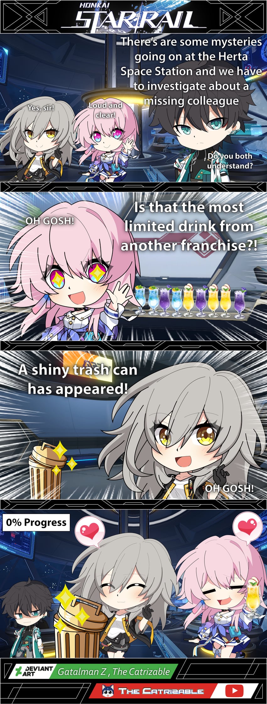 trailblazer, stelle, march 7th, and dan heng (honkai and 1 more) drawn by gatalmanz