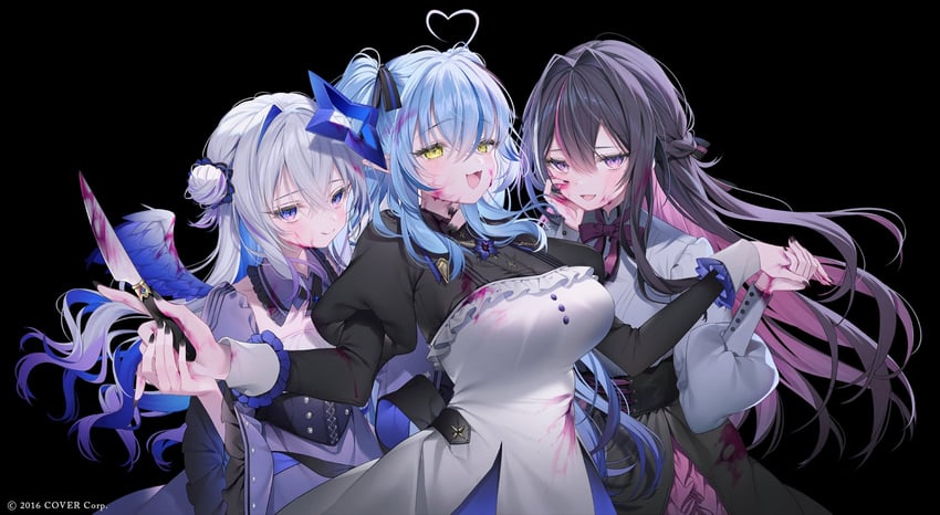 amane kanata, yukihana lamy, and azki (hololive and 1 more) drawn by mnimni