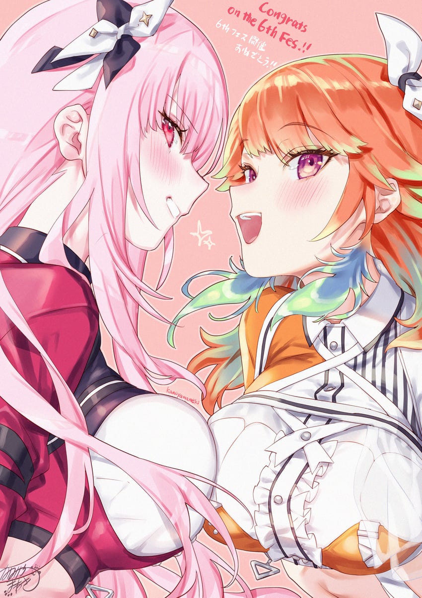 mori calliope and takanashi kiara (hololive and 1 more) drawn by kamiya_maneki