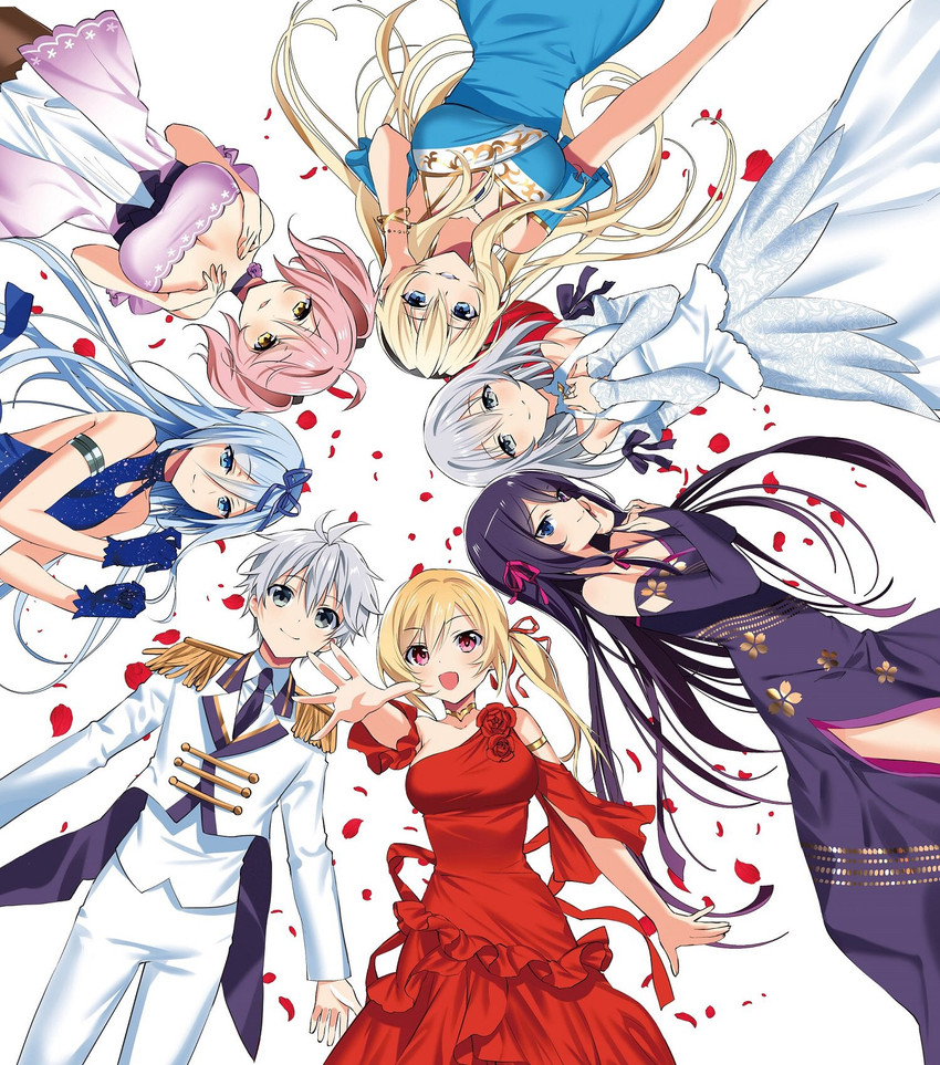 lisesharte atismata, krulcifer einfolk, philuffy aingram, lux arcadia, celistia ralgris, and 2 more (saijaku muhai no bahamut and 1 more) drawn by murakami_yuichi