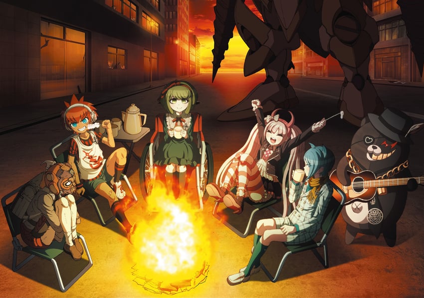 towa monaca, utsugi kotoko, shingetsu nagisa, daimon masaru, kemuri jataro, and 1 more (danganronpa and 1 more)
