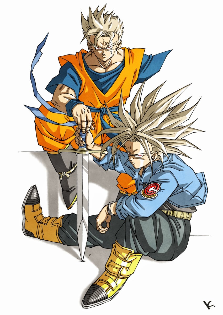 son gohan and trunks (dragon ball and 1 more) drawn by kakeru_(dbskakeru)
