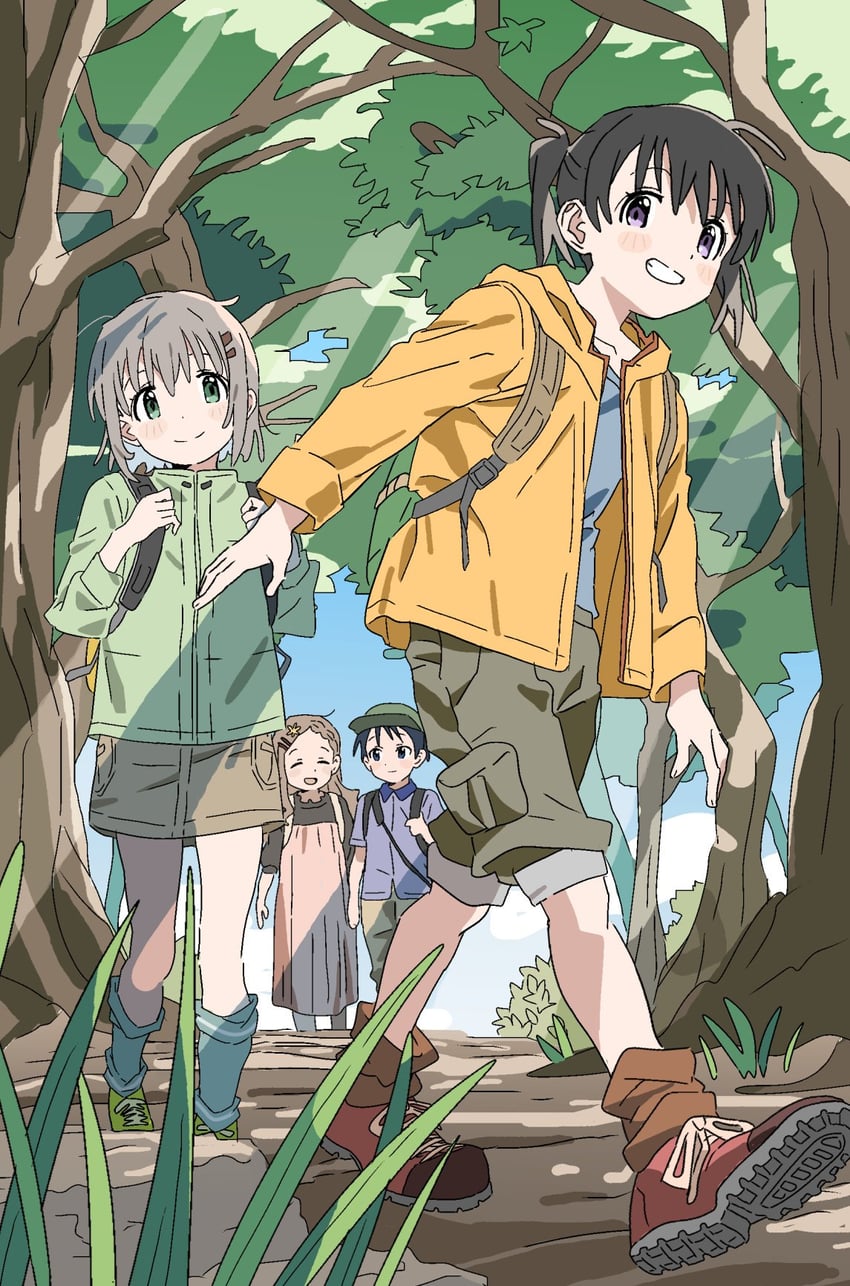 yukimura aoi, kuraue hinata, aoba kokona, and kurosaki honoka (yama no susume) drawn by flask00