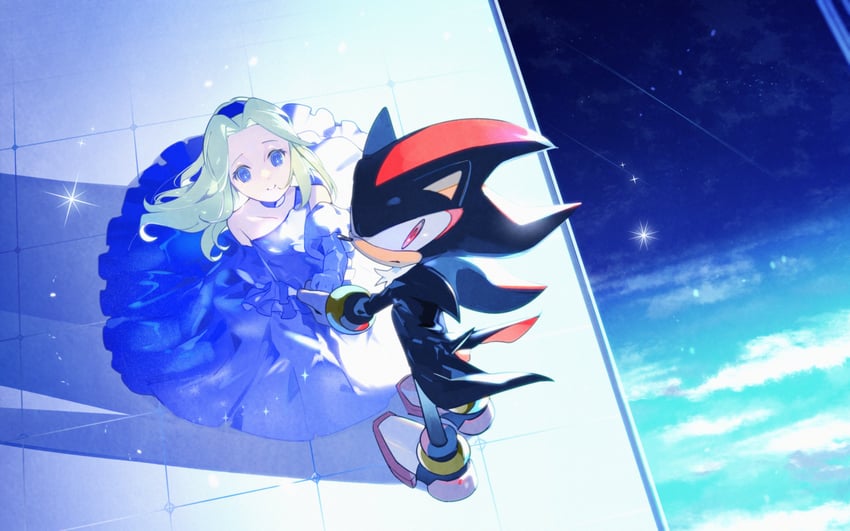 shadow the hedgehog and maria robotnik (sonic) drawn by higuchi_megumi