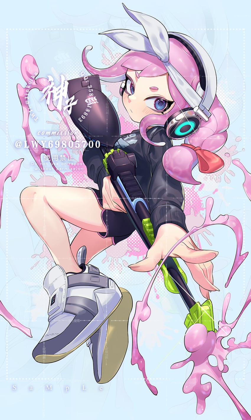 octoling player character and octoling girl (splatoon and 1 more) drawn by jinkoika